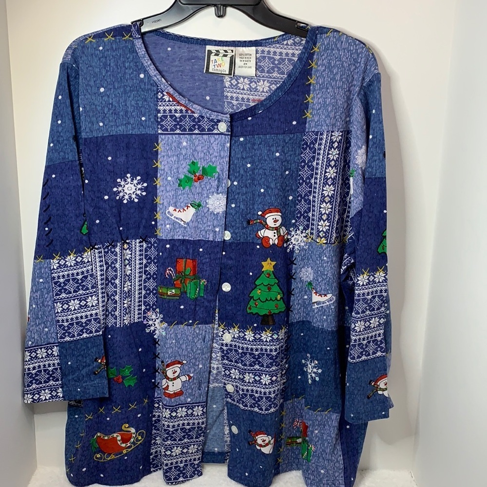 Take Two Clothing Co Christmas theme top size 2X